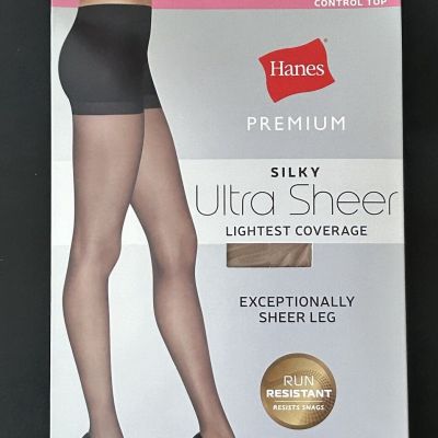 2 Pair Hanes Silky Ultra Sheer Control Top Lightest Coverage Pantyhose Nude M